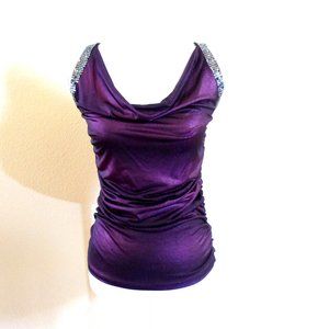 NWOT- Purple Metallic Tank with Sequin Straps